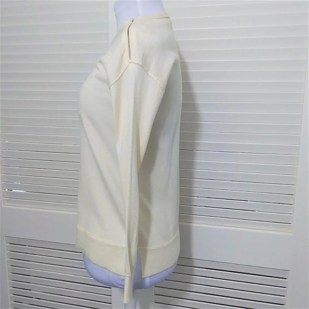 J.Crew Womens‎ XS Cream 100% Merino Wool Shoulder Zip Sweater A5142 Ivory